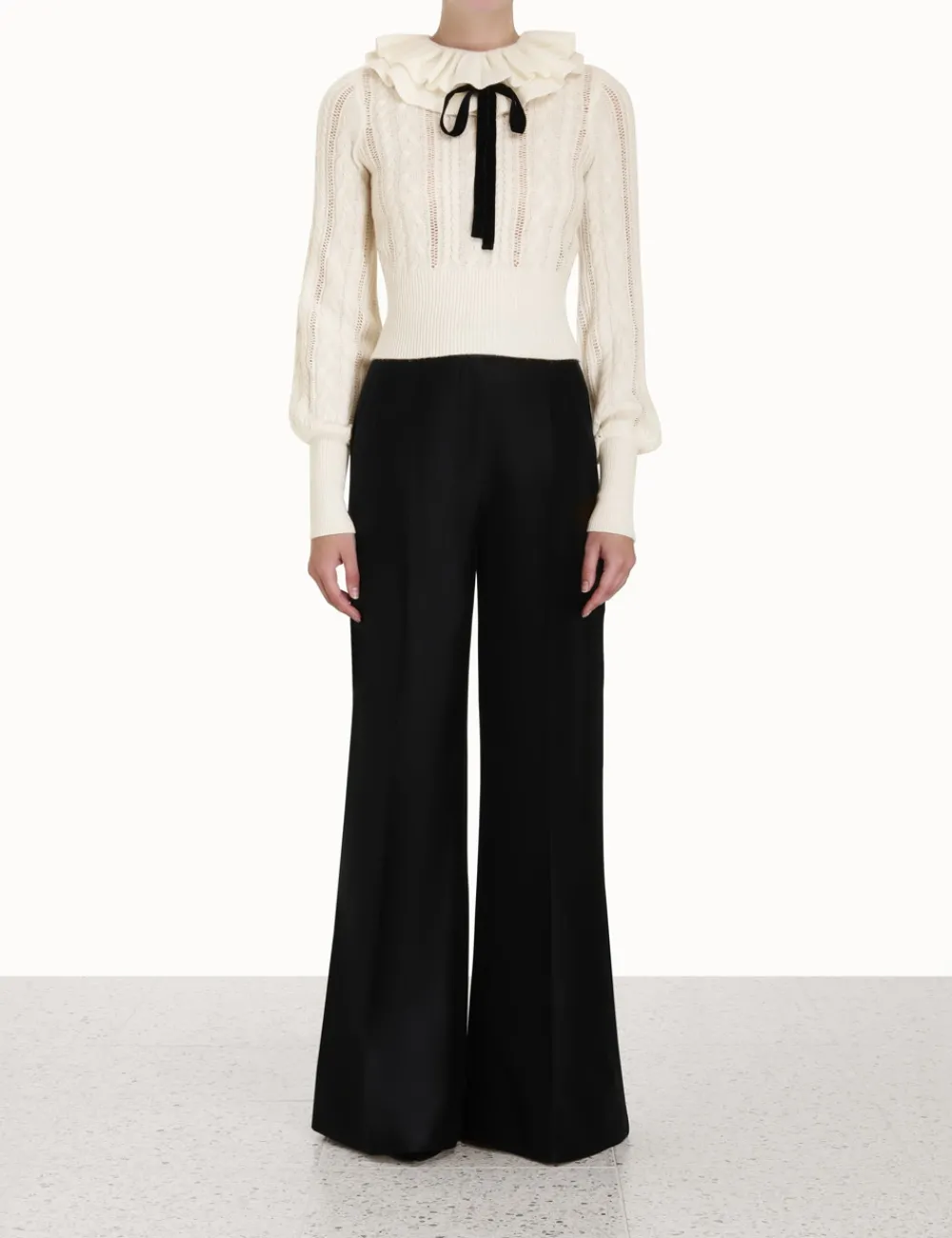 ZIMMERMANN Luminosity Frill Neck Sweater-Women Knitwear