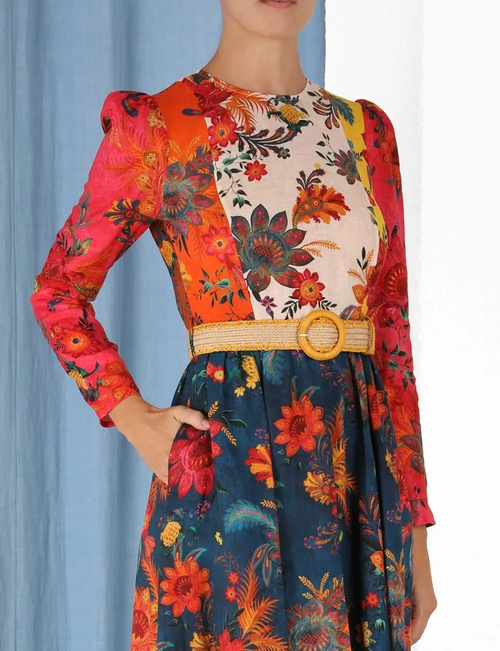 ZIMMERMANN Ginger Long Sleeve Midi Dress-Women Clothing