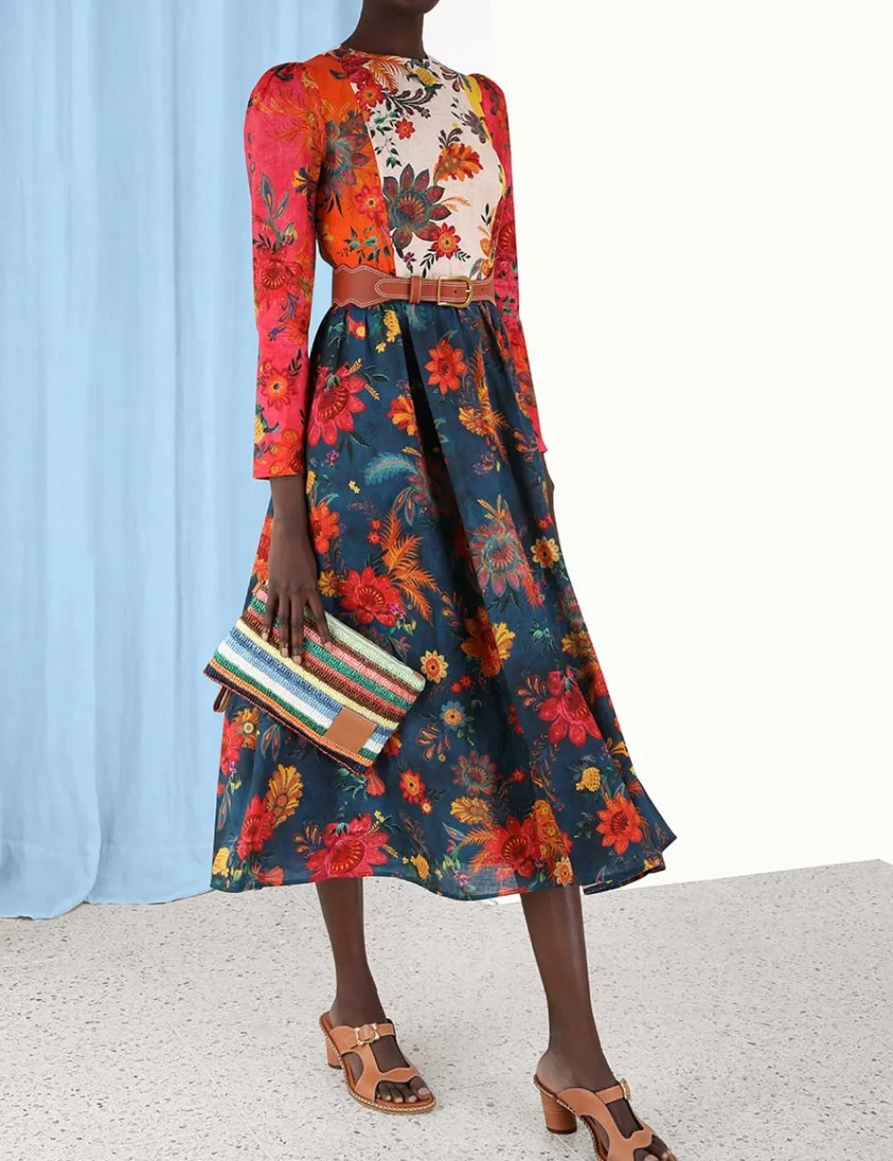 ZIMMERMANN Ginger Long Sleeve Midi Dress-Women Clothing