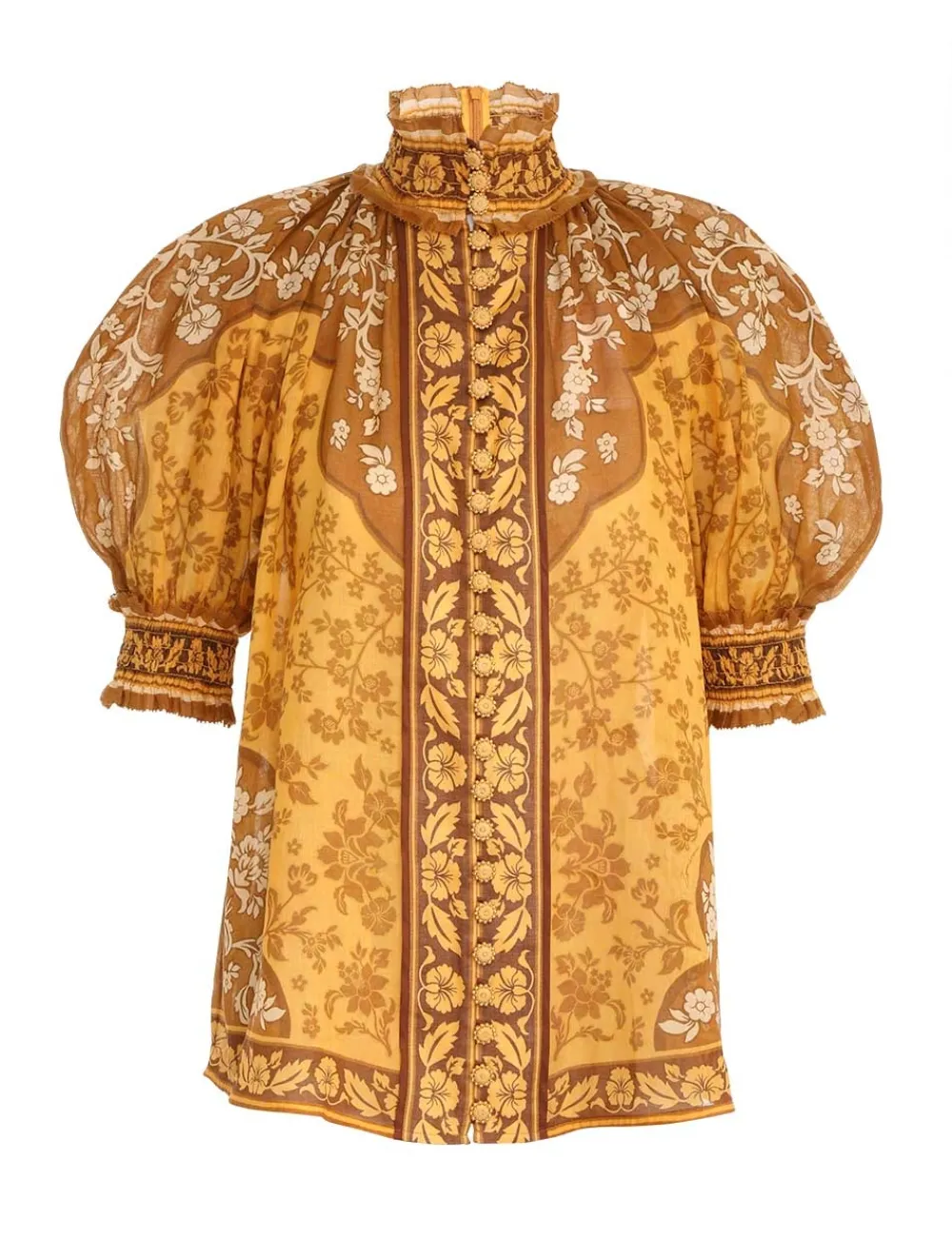 ZIMMERMANN Raie Short Sleeve Blouse-Women Tops