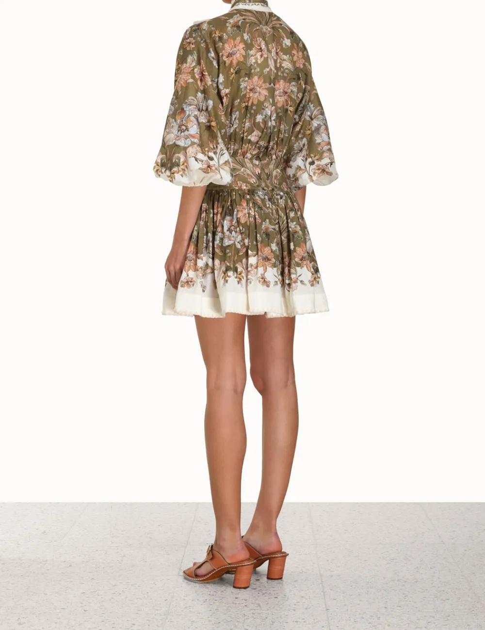 ZIMMERMANN Chintz Tie Neck Mini Dress-Women Clothing