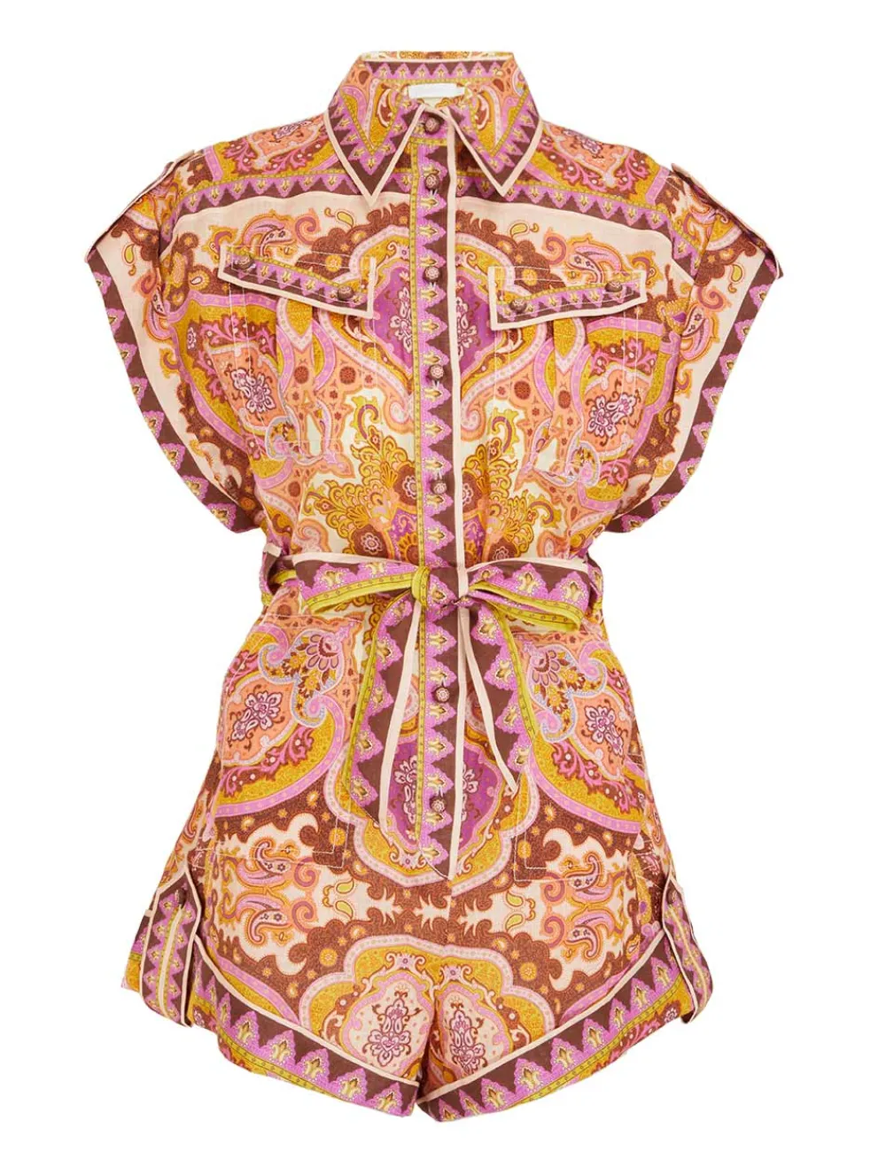 ZIMMERMANN Halcyon Cuffed Playsuit-Women Clothing