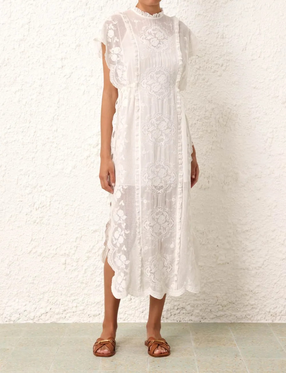 ZIMMERMANN Alight Draw Waist Midi Dress-Women Dresses & Coverups