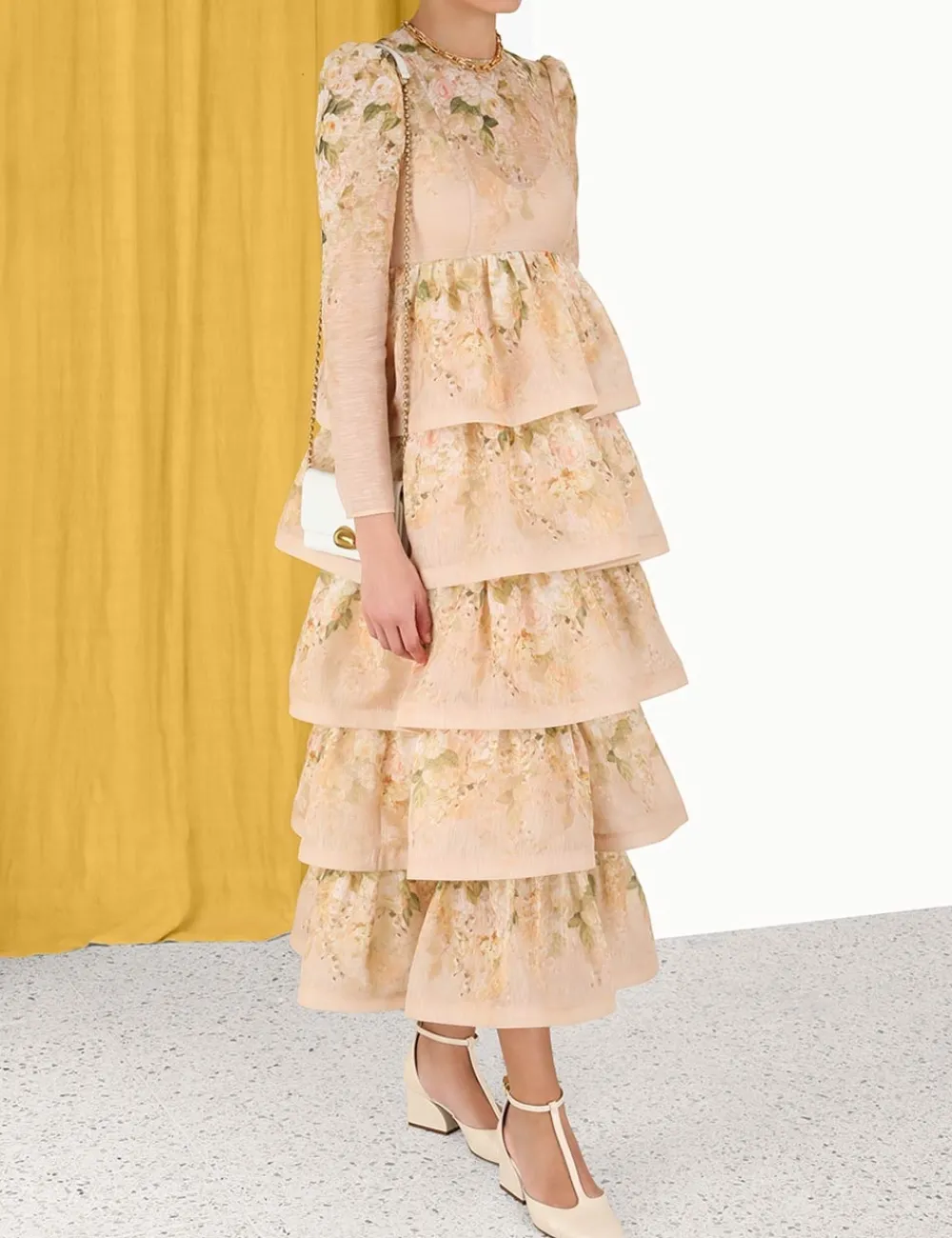 ZIMMERMANN Sensory Tiered Midi Dress-Women Luminosity