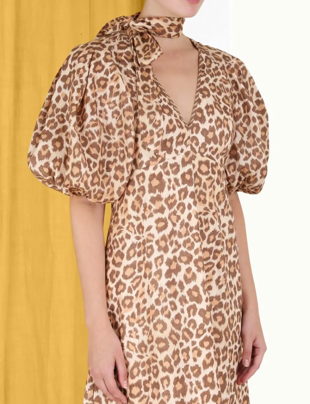 ZIMMERMANN Tie Neck Midi Dress-Women Clothing