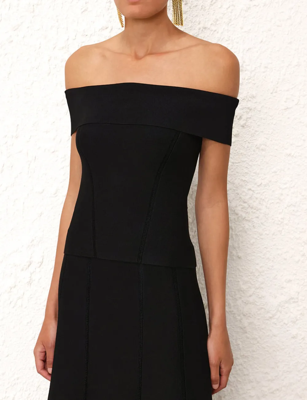 ZIMMERMANN Matchmaker Off-Shoulder Top-Women Knitwear