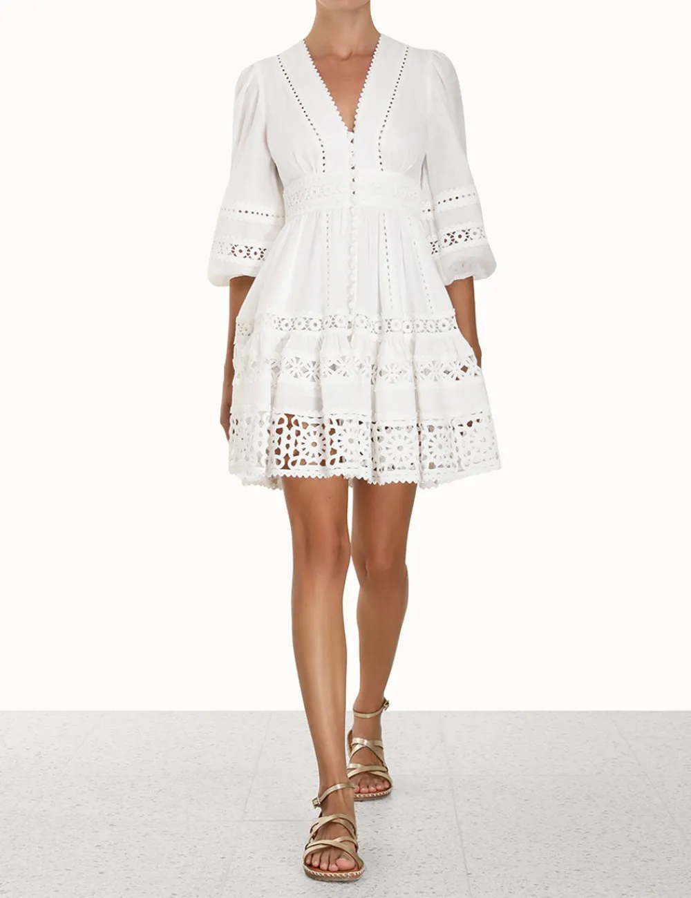 ZIMMERMANN Devi Spliced Billow Mini Dress-Women Dresses & Coverups