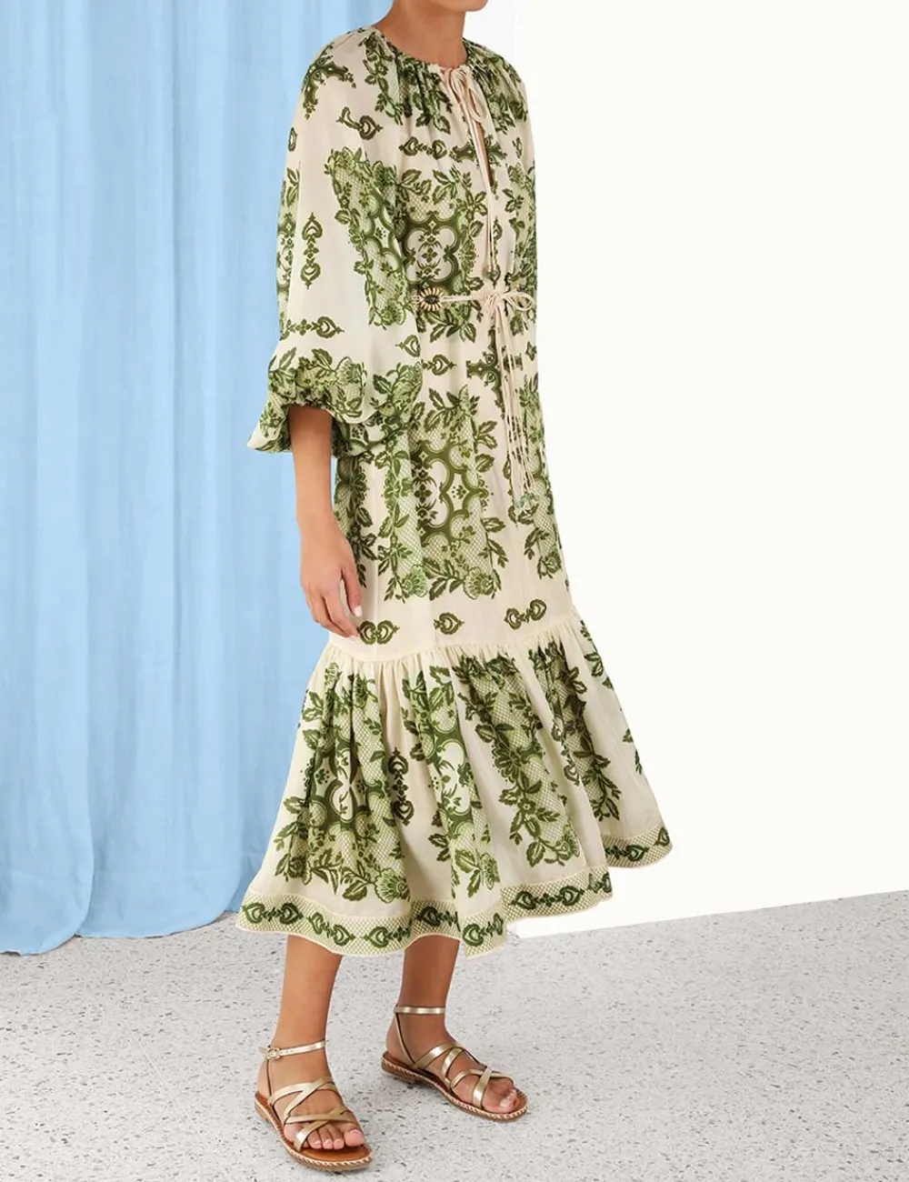 ZIMMERMANN Raie Tiered Billow Midi Dress-Women Dresses & Coverups