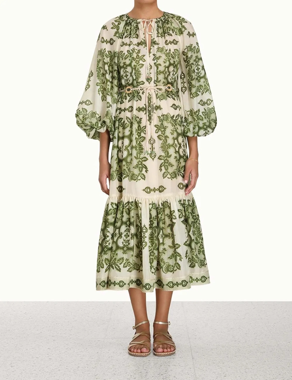 ZIMMERMANN Raie Tiered Billow Midi Dress-Women Dresses & Coverups