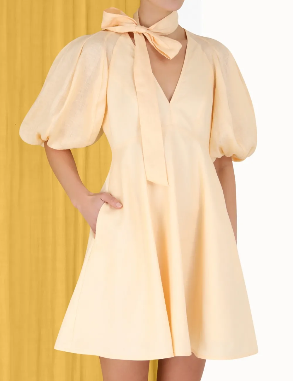 ZIMMERMANN Tie Neck Mini Dress-Women Luminosity