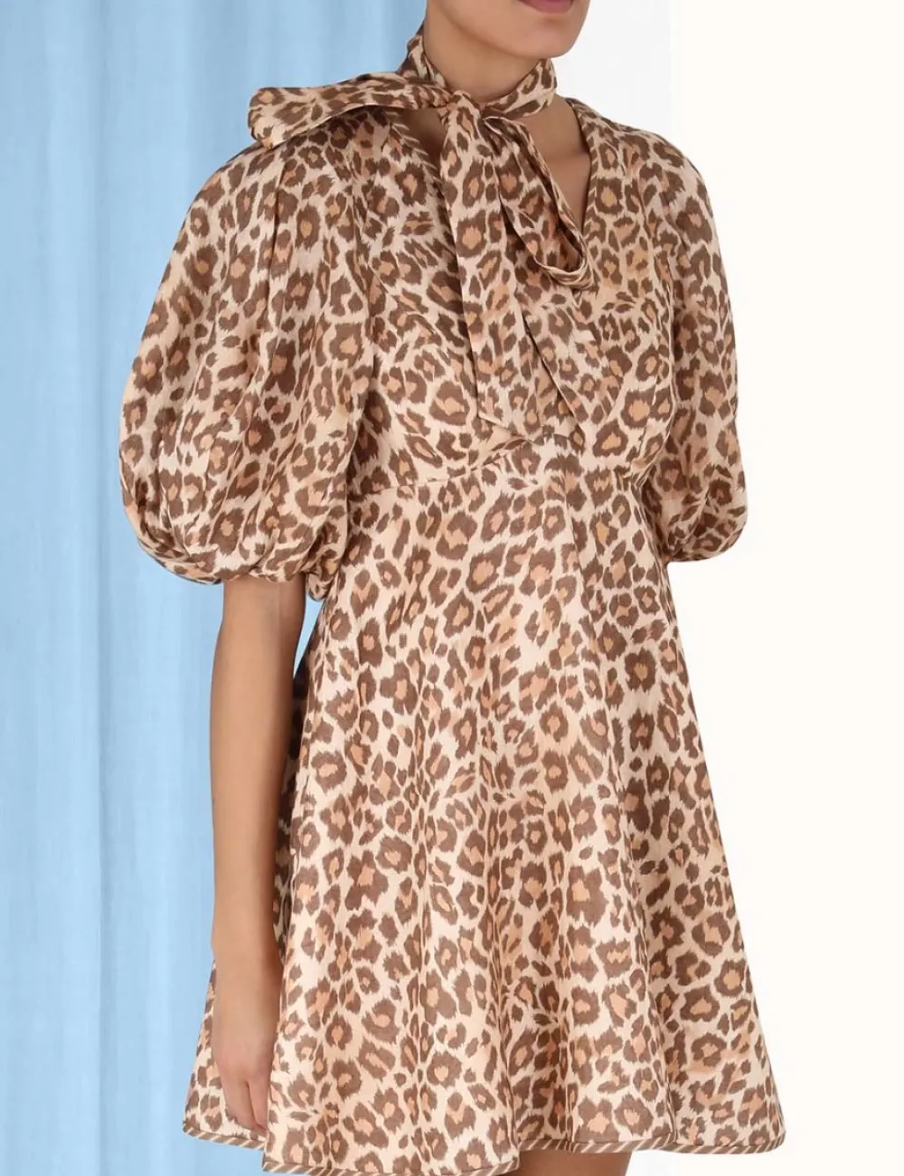 ZIMMERMANN Tie Neck Mini Dress-Women Dresses