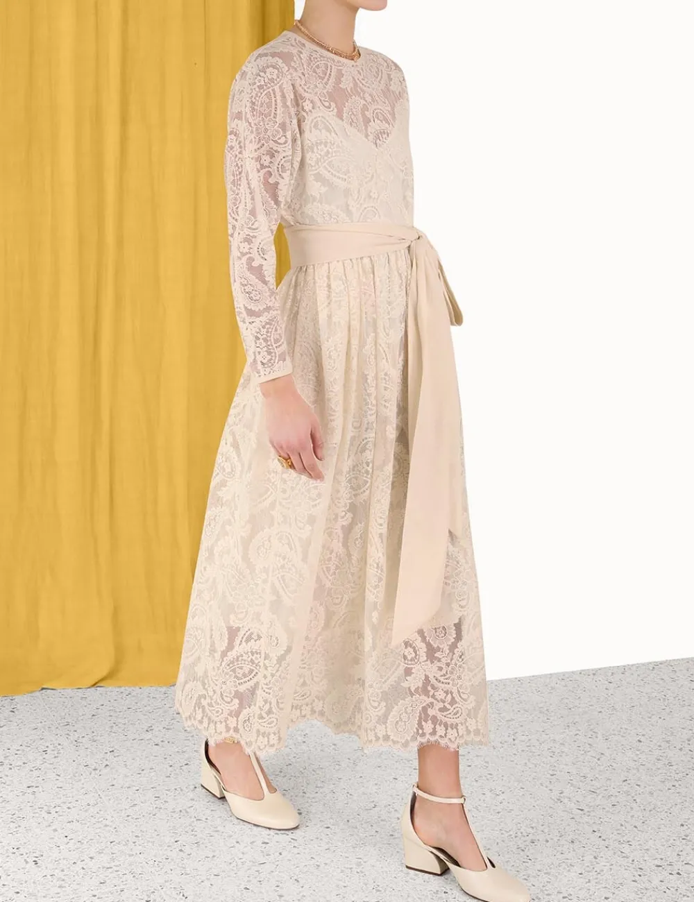 ZIMMERMANN Lyrical Lace Tie Midi-Women Dresses