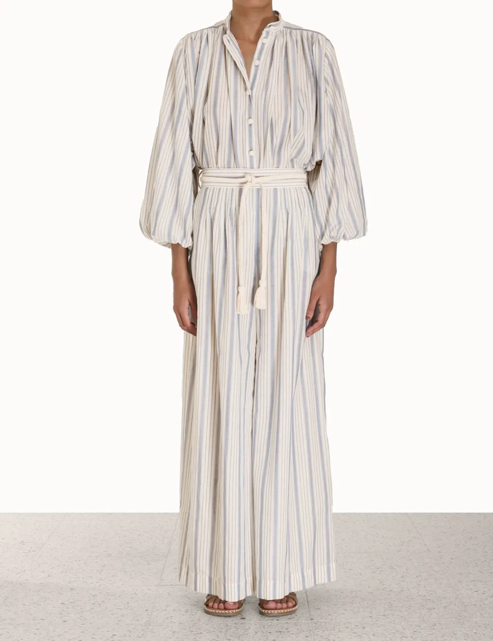 ZIMMERMANN Chintz Striped Billow Blouse-Women In Denim