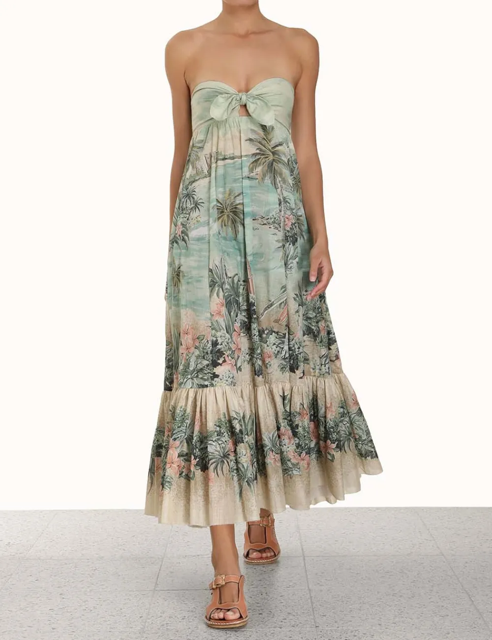ZIMMERMANN Vacay Strapless Tie Dress-Women Clothing