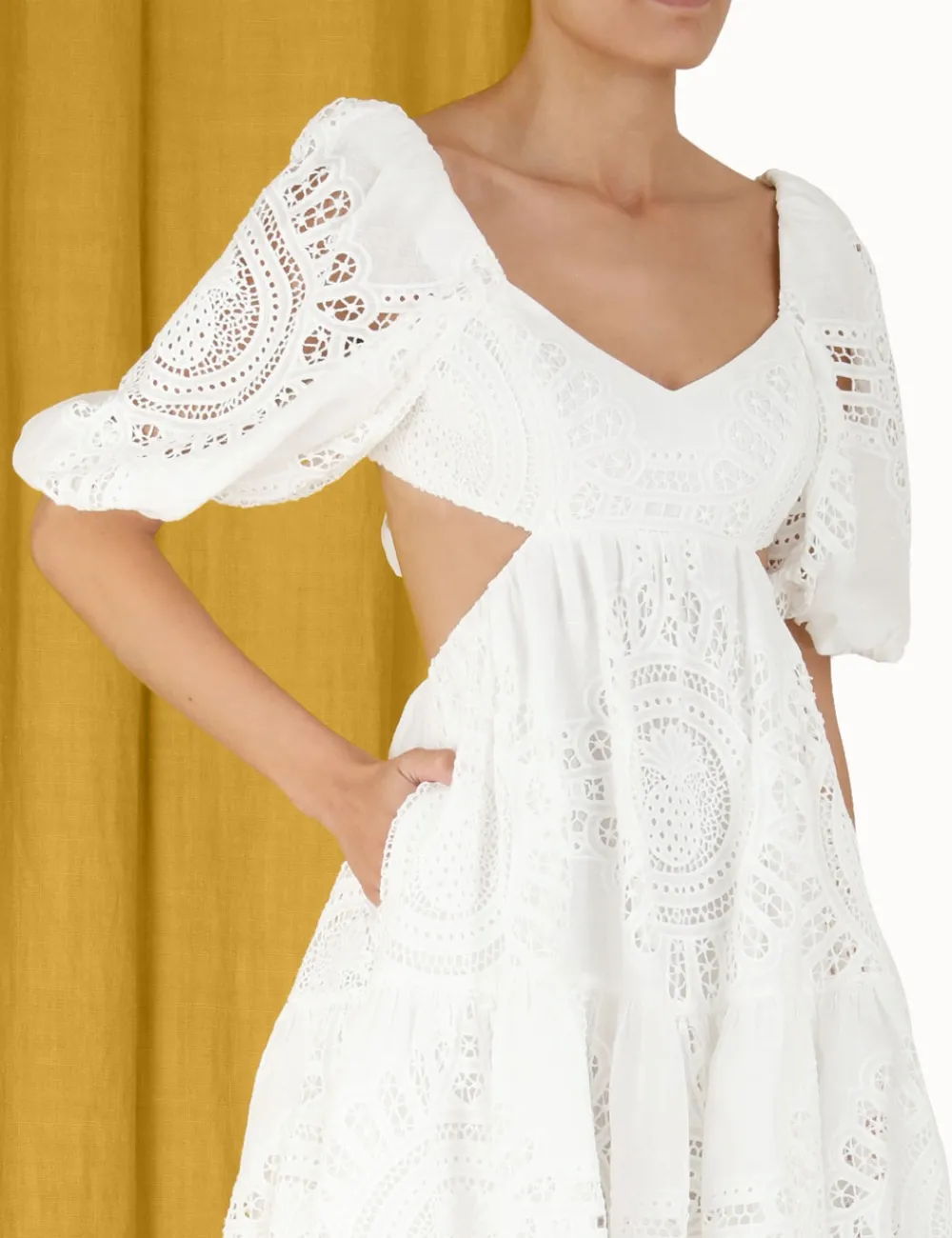 ZIMMERMANN Vacay Lace Mini Dress-Women Clothing