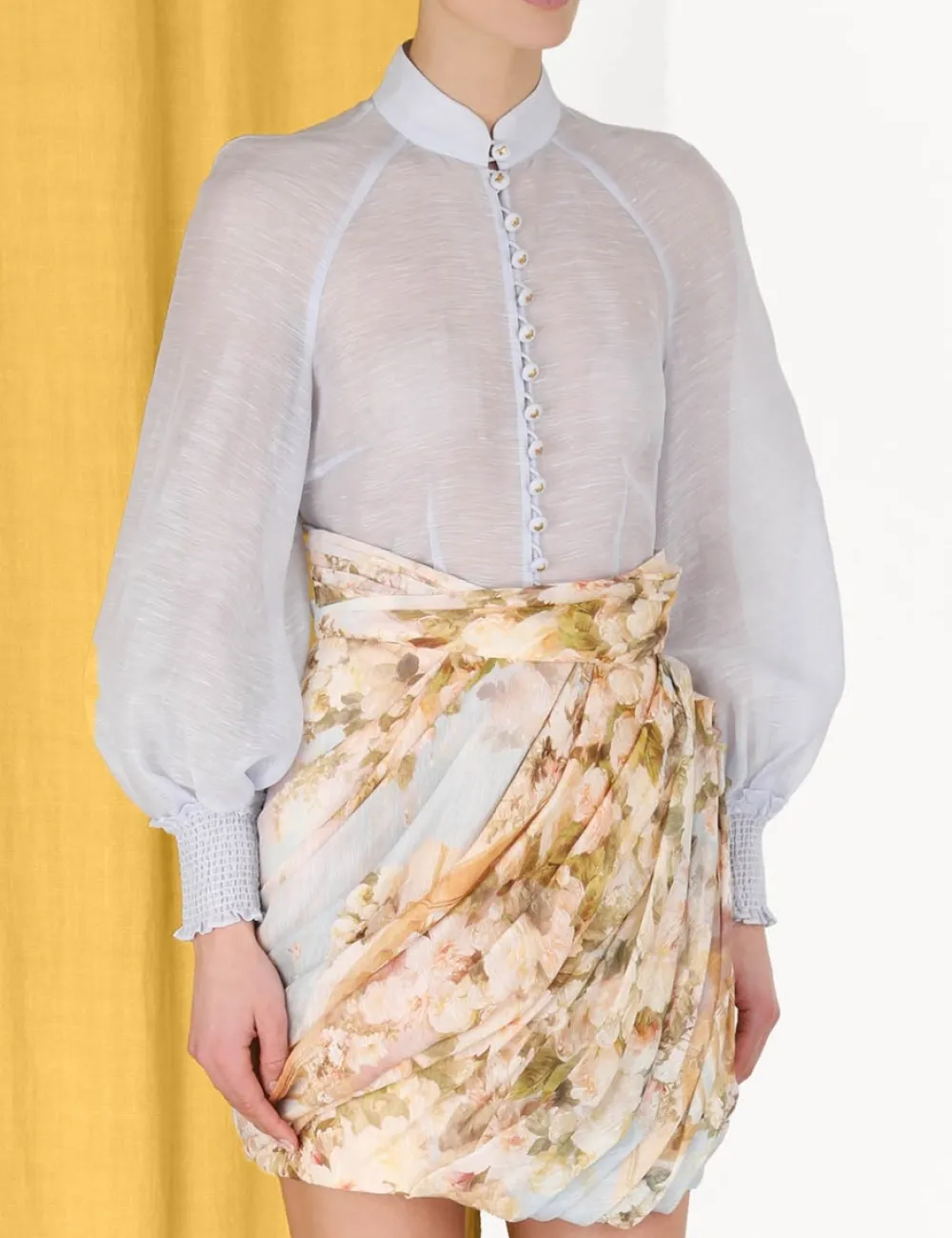 ZIMMERMANN Luminosity Drape Mini Skirt-Women In Denim