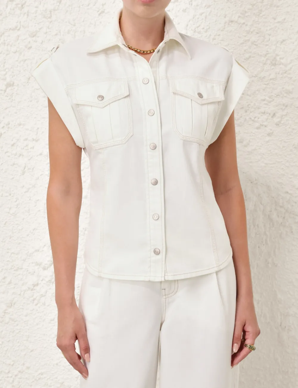 ZIMMERMANN Junie Denim Utility Shirt-Women Denim