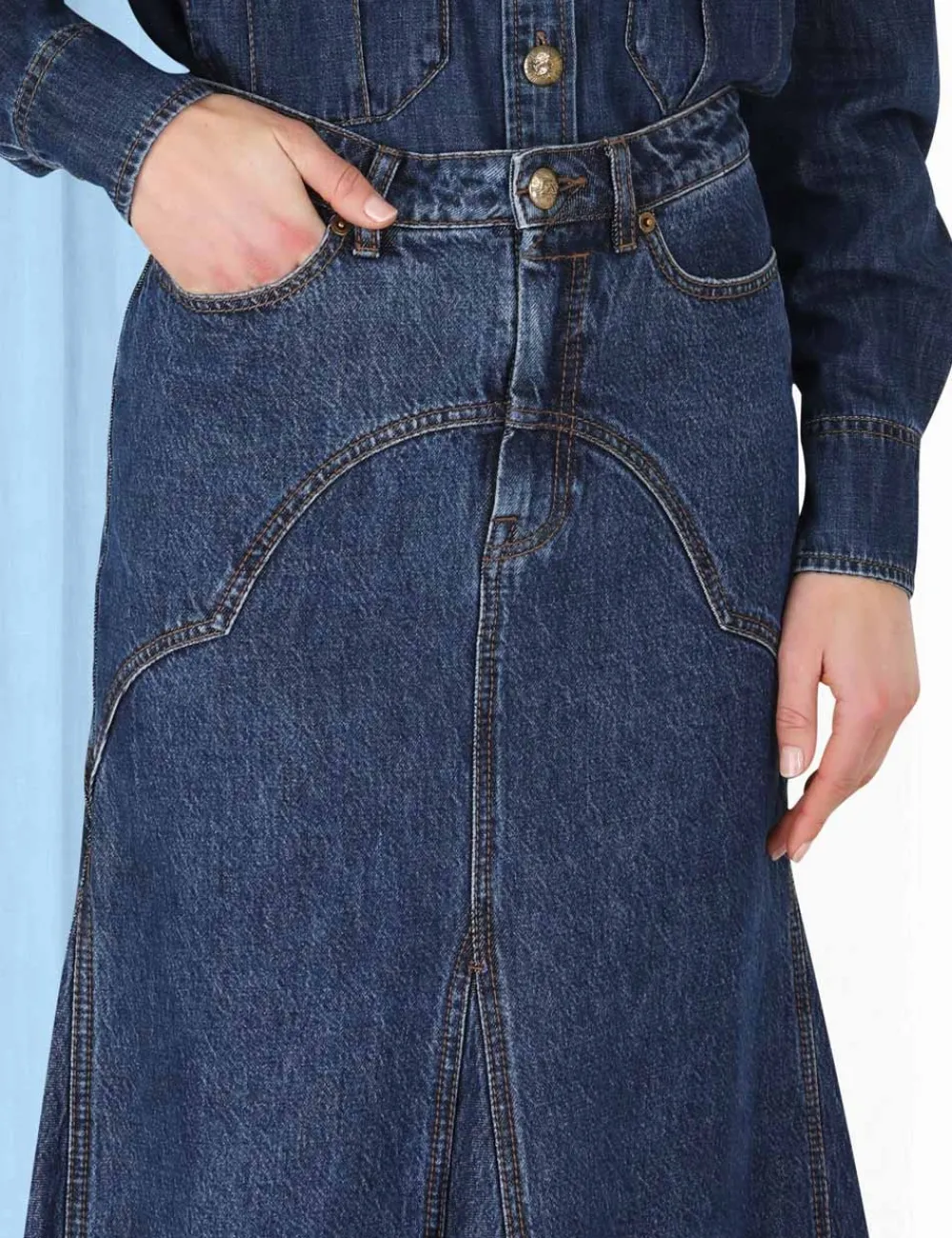 ZIMMERMANN Luminosity Denim Maxi Skirt-Women Luminosity