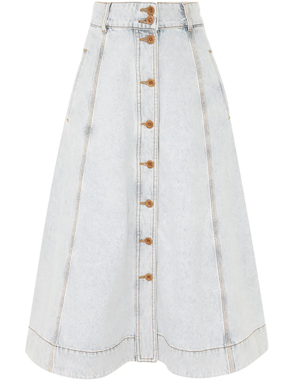 ZIMMERMANN August A Line Denim Skirt-Women Skirts