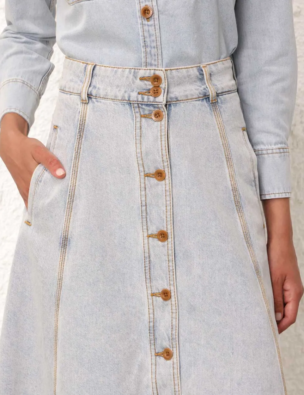 ZIMMERMANN August A Line Denim Skirt-Women Skirts