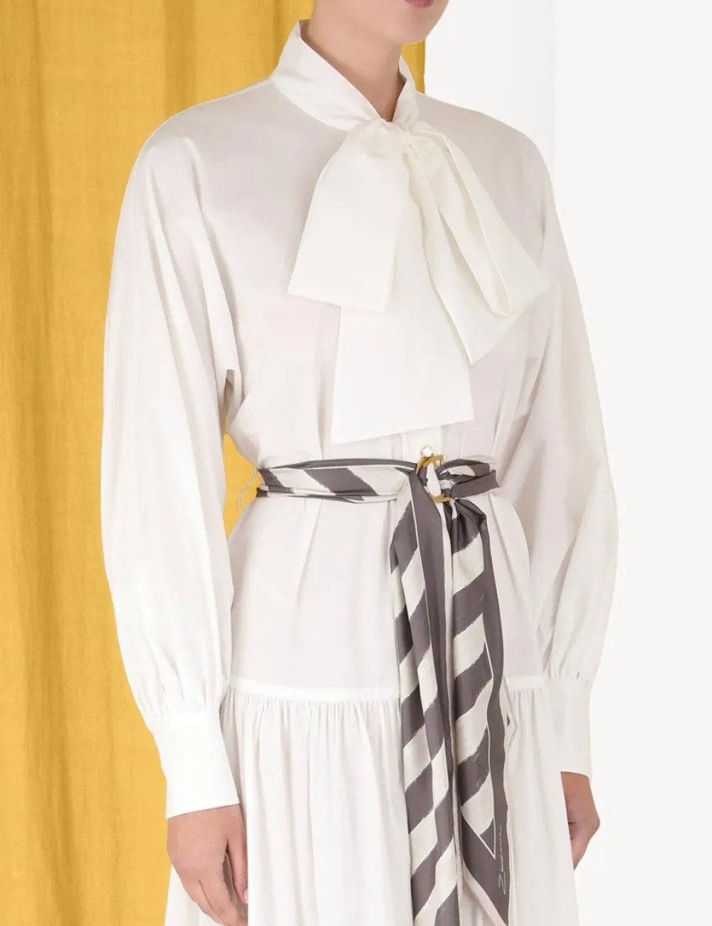 ZIMMERMANN Lyrical Scarf Tie Shirt Dress-Women Dresses