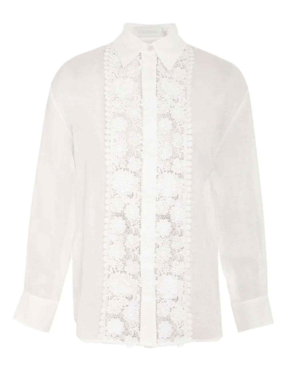 ZIMMERMANN Raie Lace Flower Shirt-Women In Denim