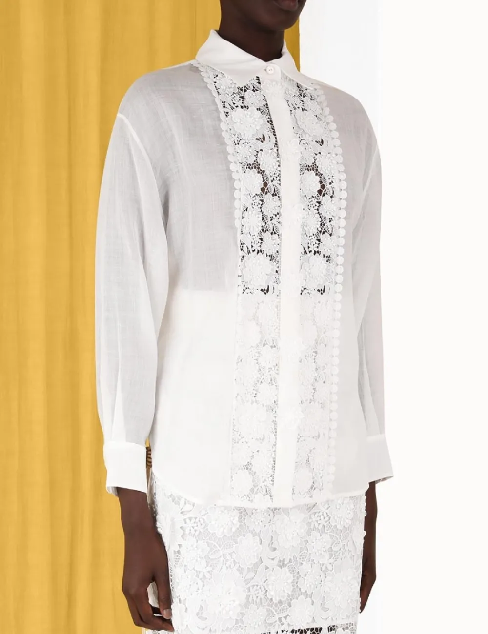 ZIMMERMANN Raie Lace Flower Shirt-Women In Denim