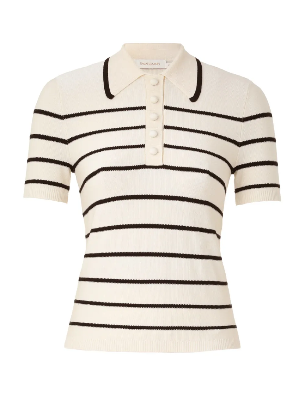 ZIMMERMANN Matchmaker Knit Stripe Polo-Women Tops