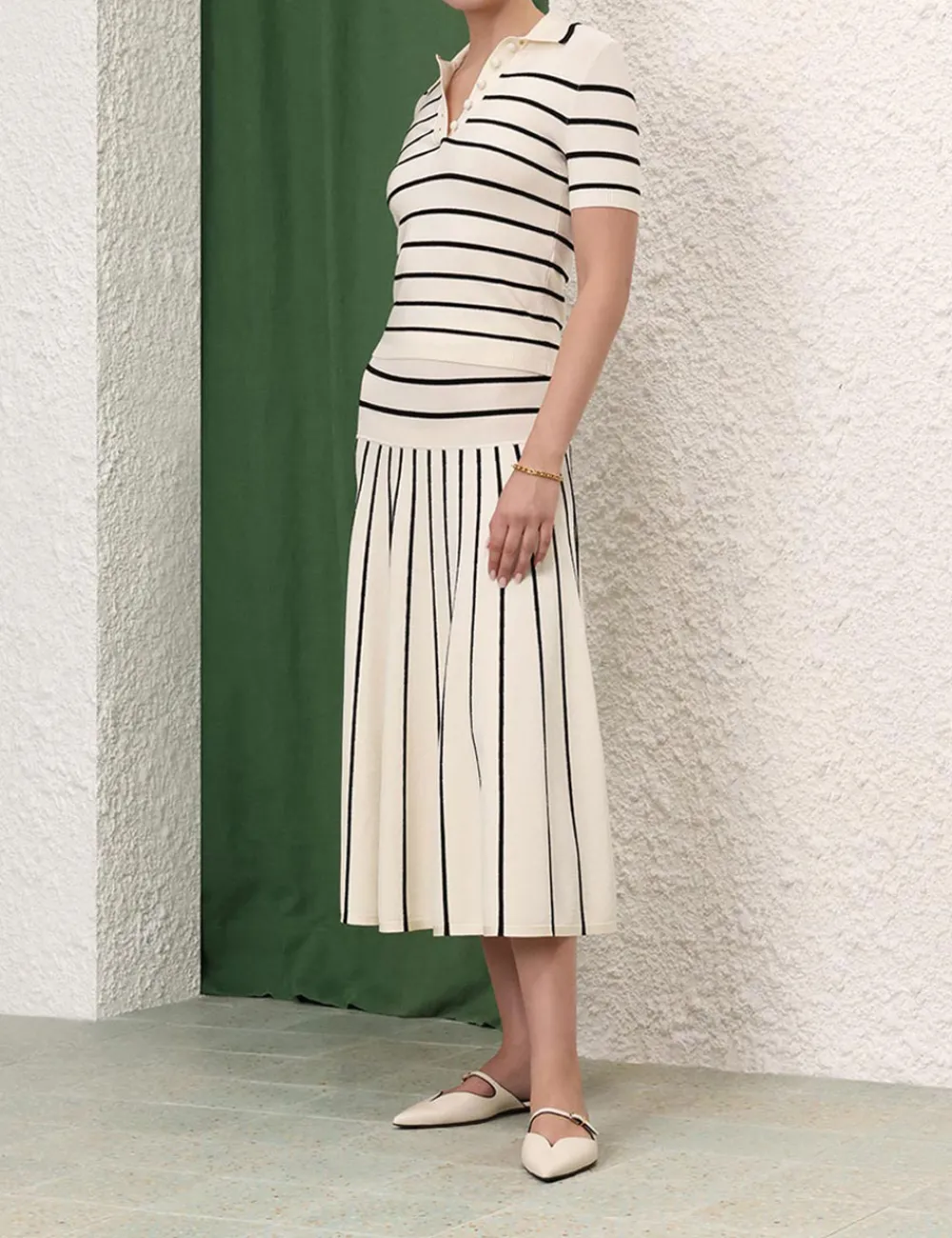 ZIMMERMANN Matchmaker Knit Stripe Polo-Women Tops