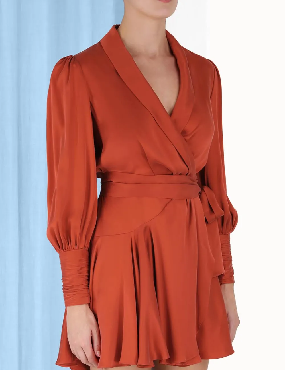 ZIMMERMANN Silk Wrap Mini Dress-Women Clothing