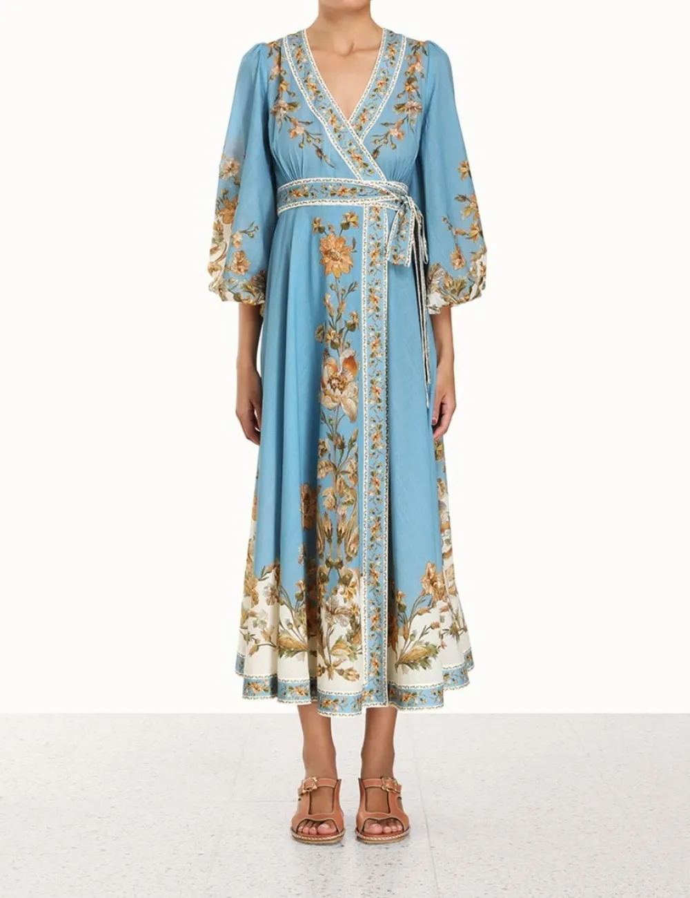 ZIMMERMANN Chintz Wrap Midi Dress-Women Clothing