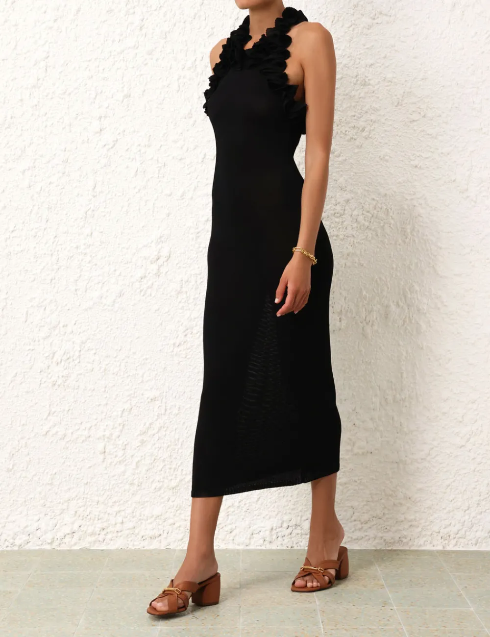 ZIMMERMANN Matchmaker Ruffle Neck Midi-Women Knitwear