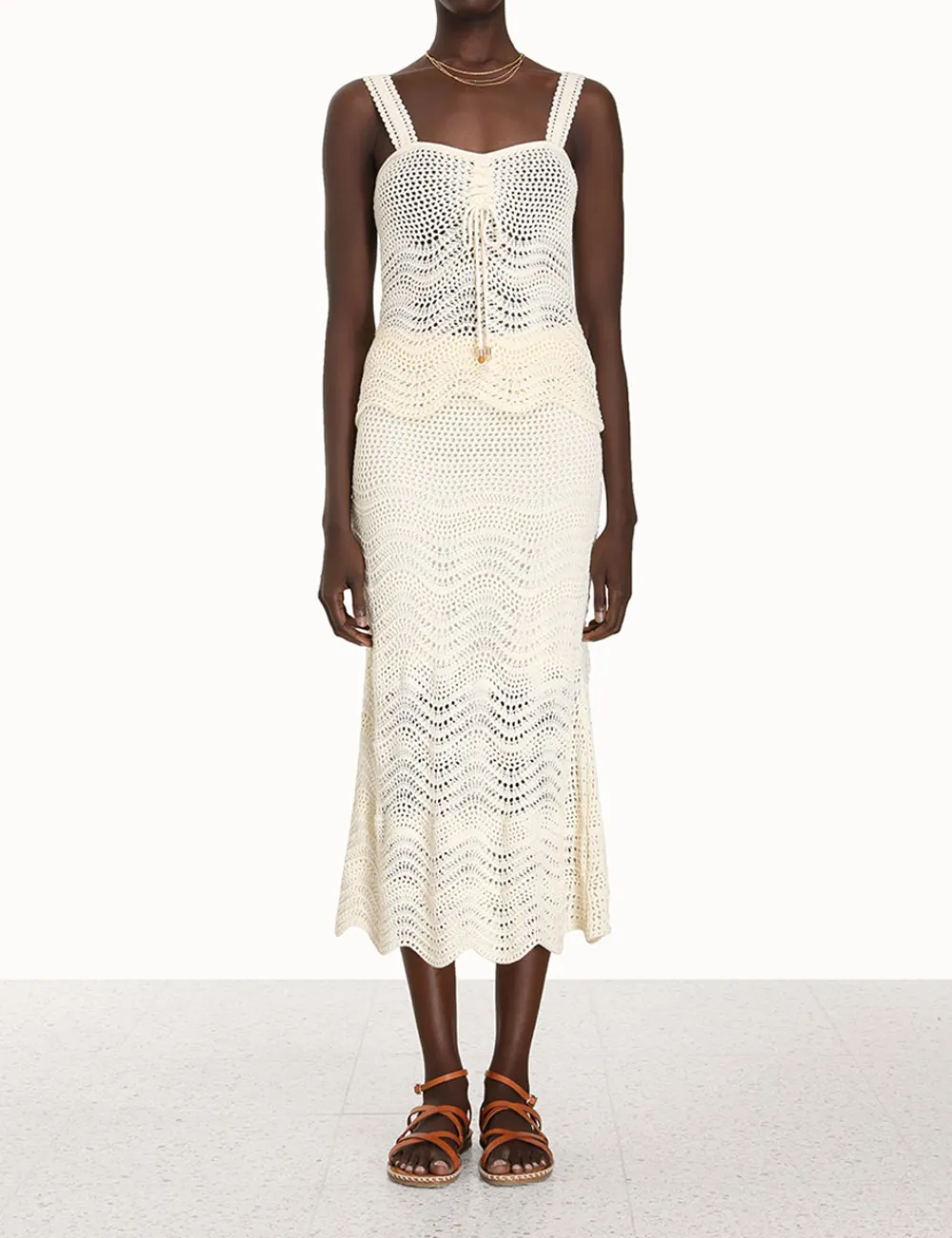 ZIMMERMANN Devi Textured Knit Tank-Women Knitwear