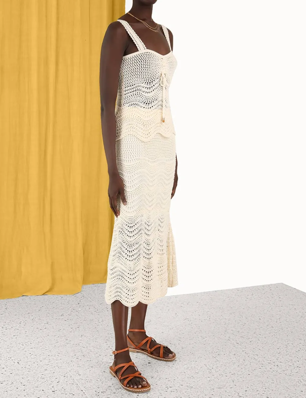 ZIMMERMANN Devi Textured Knit Tank-Women Knitwear