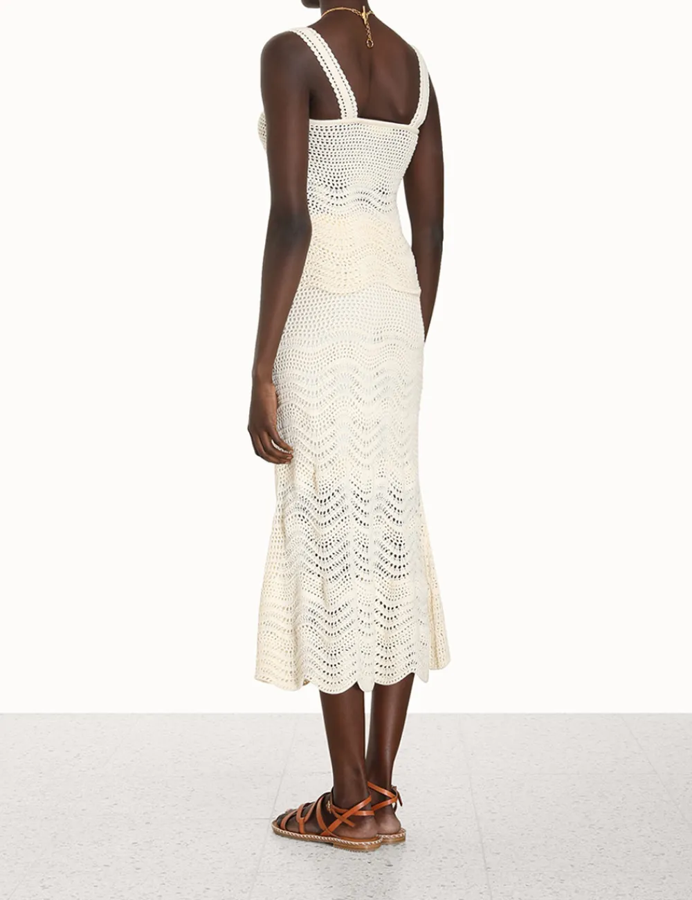 ZIMMERMANN Devi Textured Knit Tank-Women In Denim