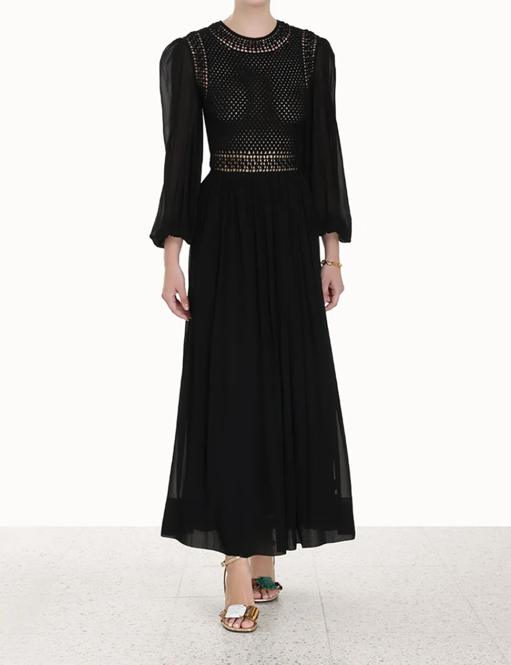 ZIMMERMANN Luminosity Crochet Bodice Midi-Women Dresses