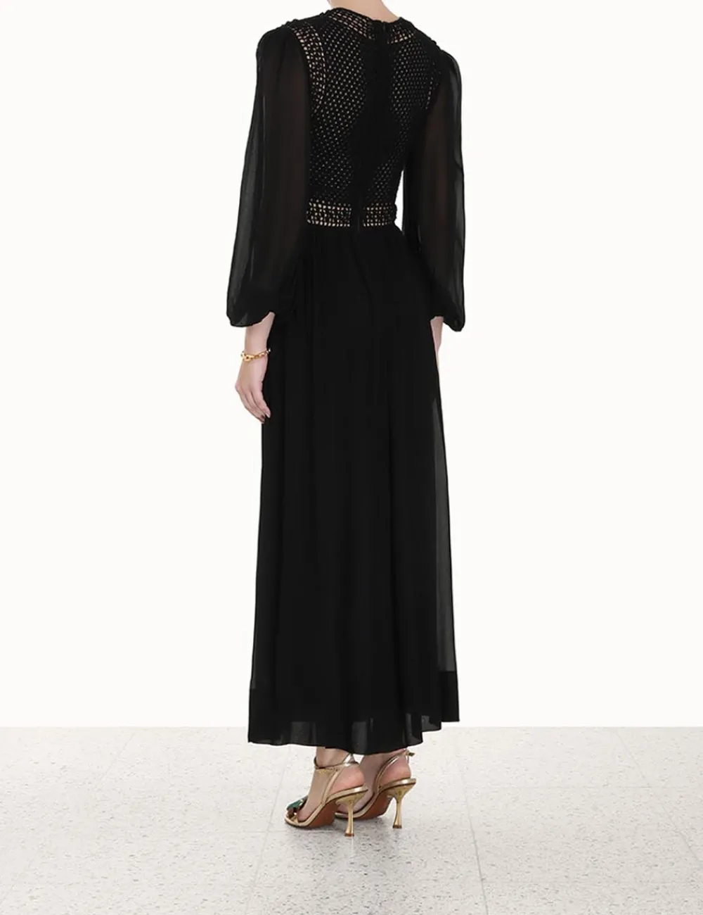 ZIMMERMANN Luminosity Crochet Bodice Midi-Women Dresses