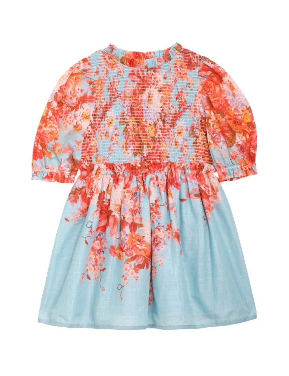 ZIMMERMANN Devi Puff Sleeve Shirred Dress-Women Clothing