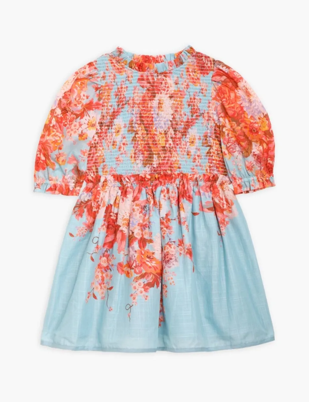 ZIMMERMANN Devi Puff Sleeve Shirred Dress-Women Clothing