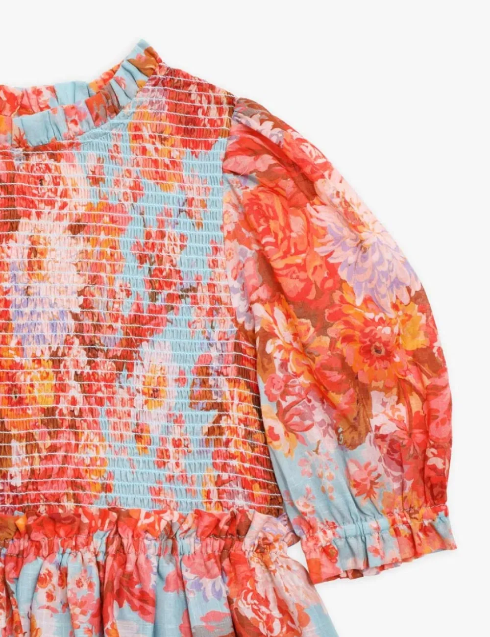 ZIMMERMANN Devi Puff Sleeve Shirred Dress-Women Clothing