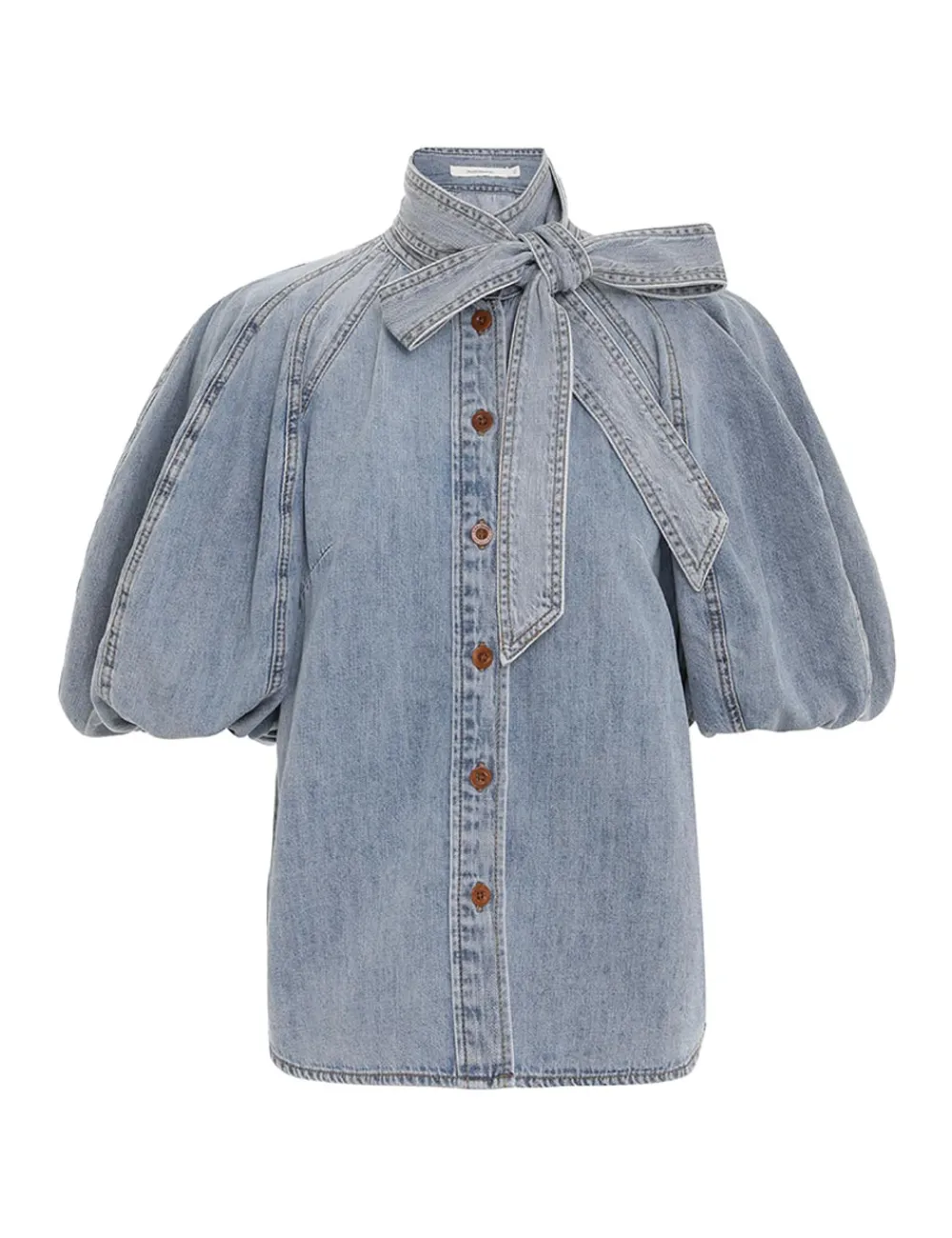 ZIMMERMANN Alight Lantern Sleeve Shirt-Women Denim