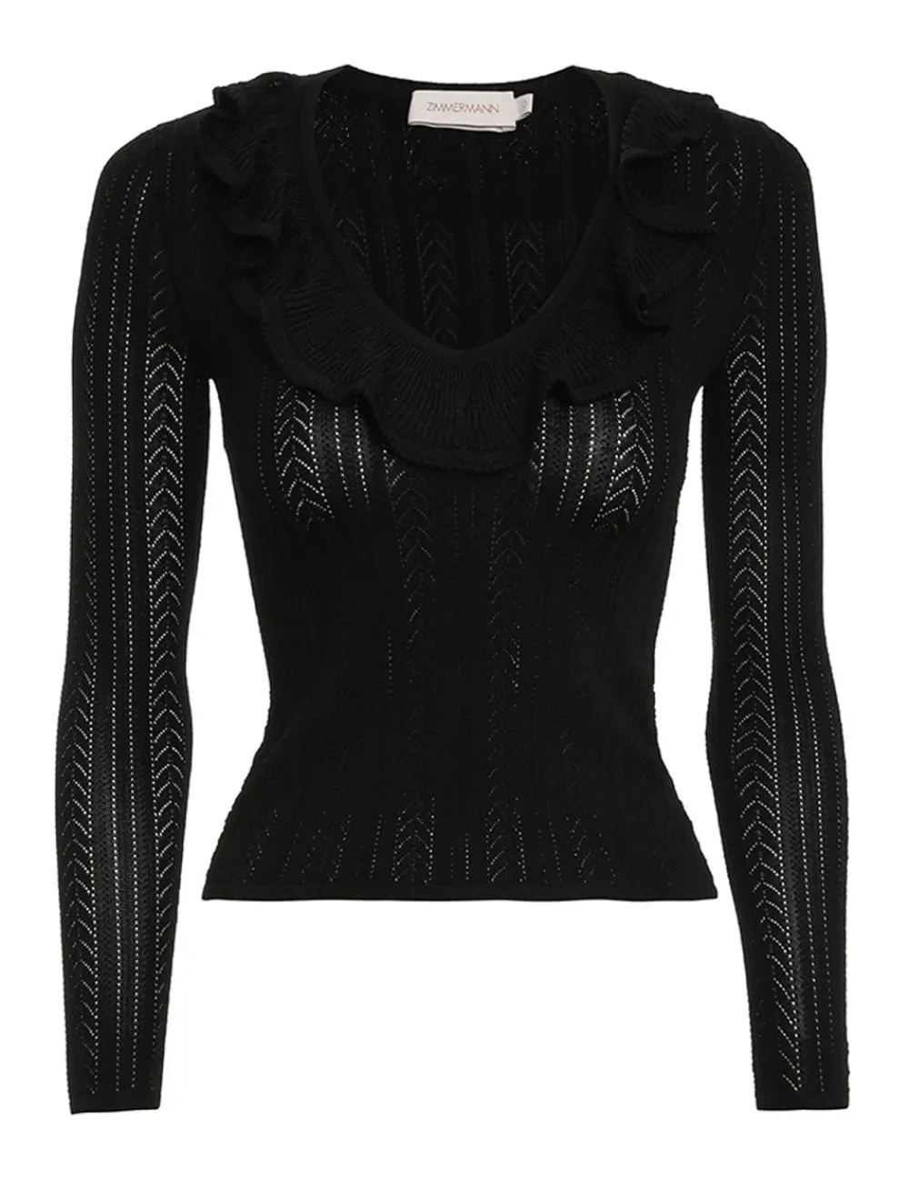 ZIMMERMANN Luminosity V-Neck Ruffle Top-Women Tops