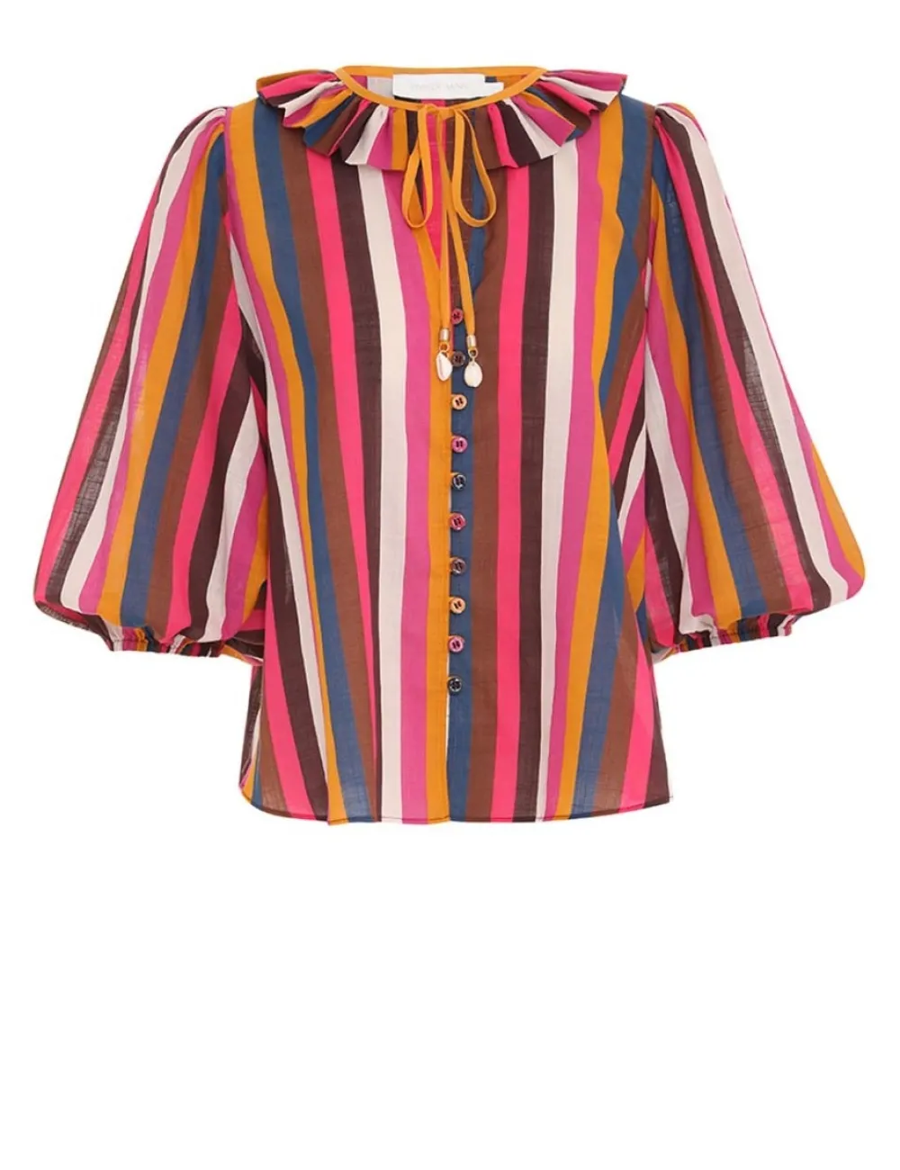 ZIMMERMANN Ginger Ruffle Neck Top-Women Tops