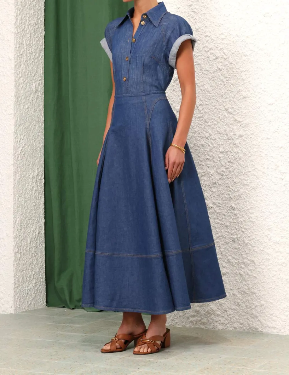 ZIMMERMANN Matchmaker Denim Flare Skirt-Women Skirts