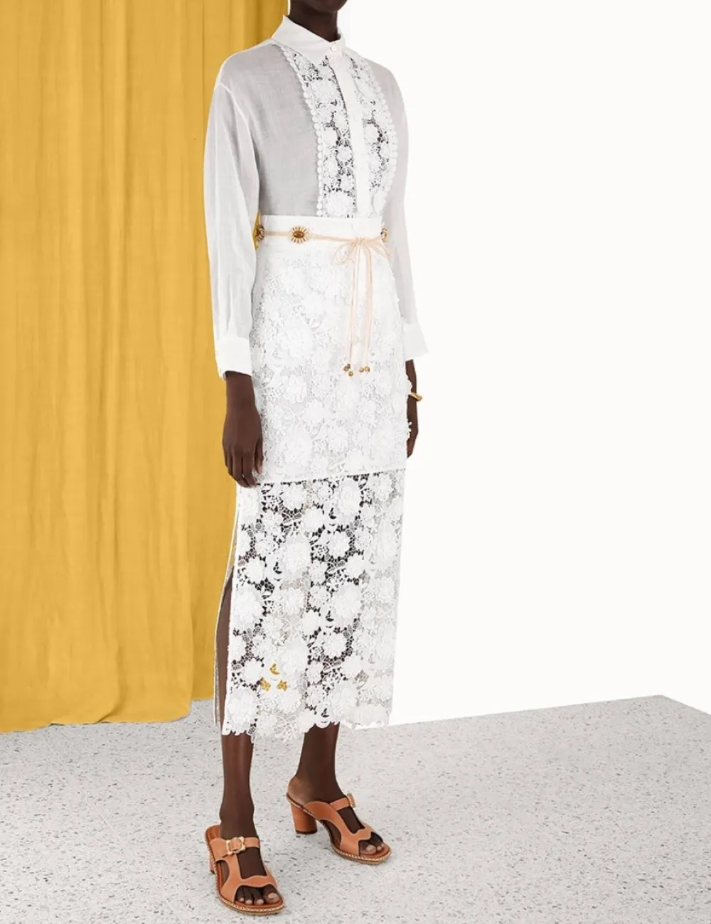 ZIMMERMANN Raie Lace Flower Shirt-Women Tops