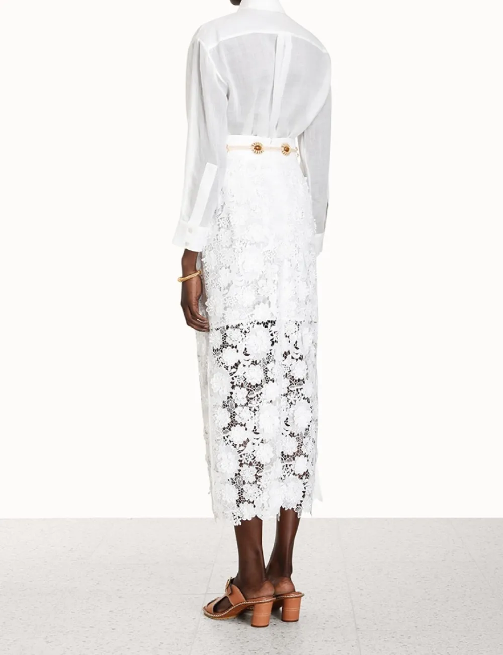 ZIMMERMANN Raie Lace Flower Shirt-Women Tops