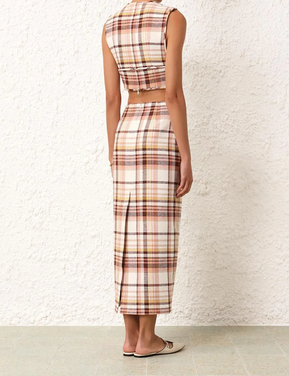ZIMMERMANN Matchmaker Check Pencil Skirt-Women In Focus