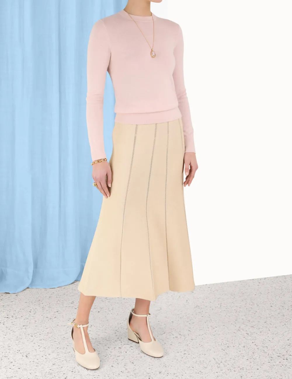 ZIMMERMANN Luminosity Knit Panelled Skirt-Women Knitwear