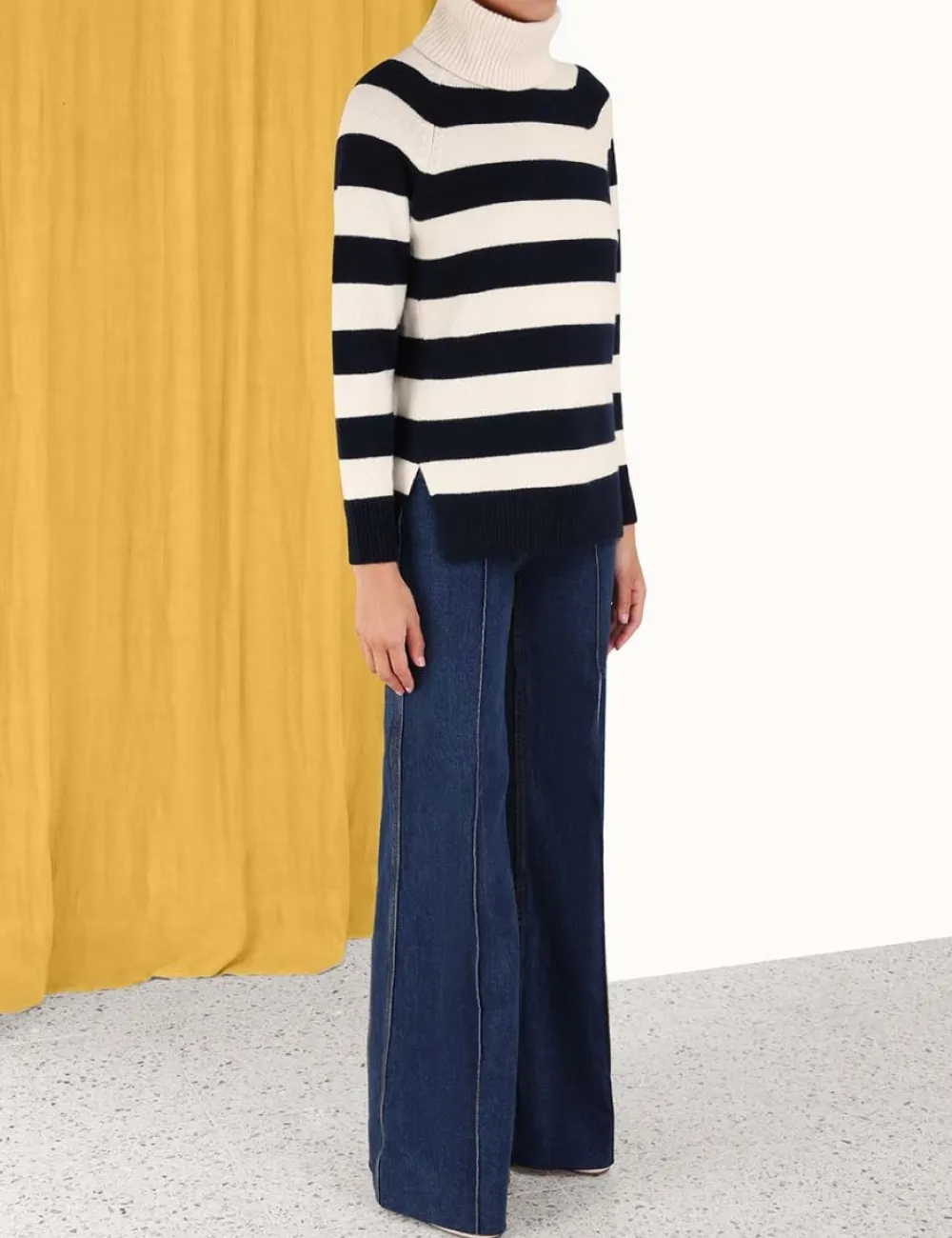 ZIMMERMANN Striped Roll Neck Sweater-Women Clothing