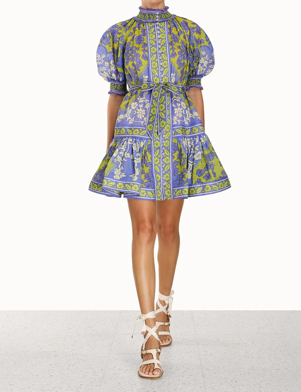ZIMMERMANN Raie Lantern Mini Dress-Women Dresses & Coverups